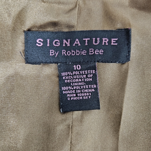 Signature by Robbie Bee Midi Dress Womens Sz 10 Brown Polka Dot Lace Trim - Picture 13 of 15